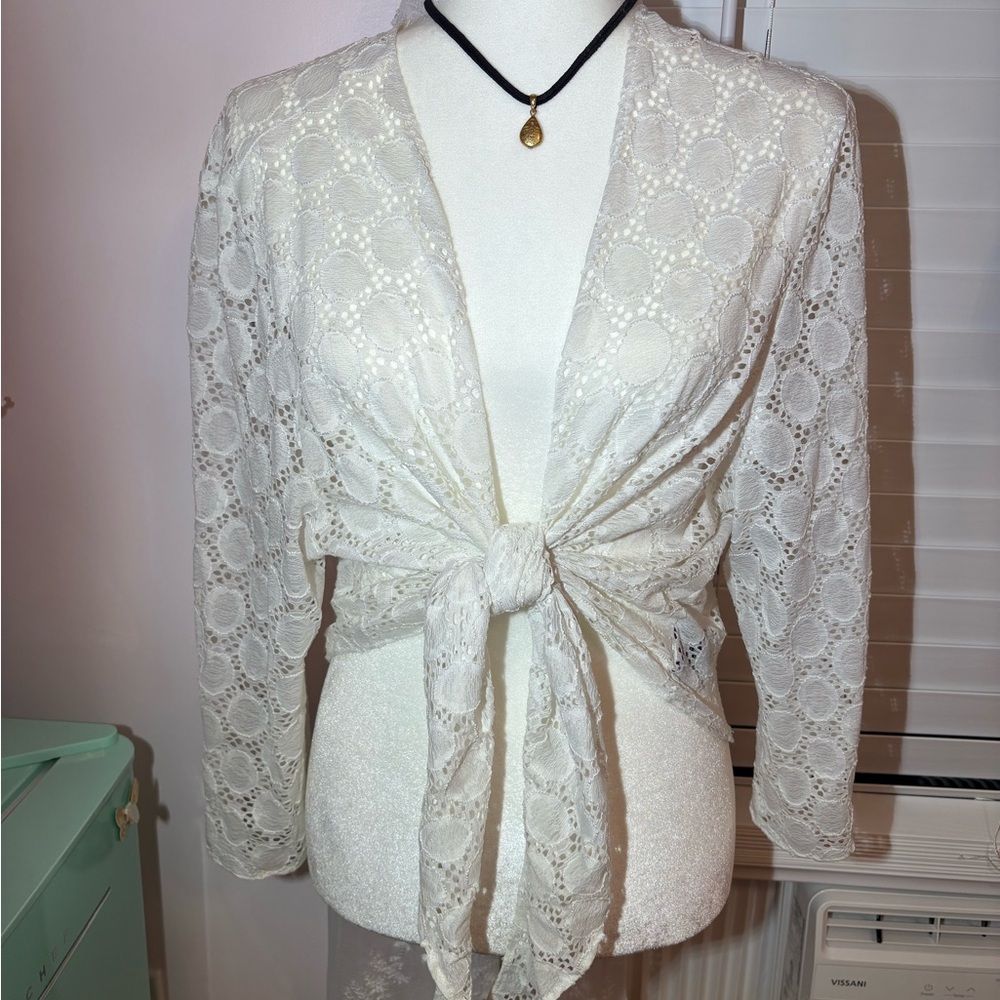 Ronni Nicole Cream Lace Cardigan